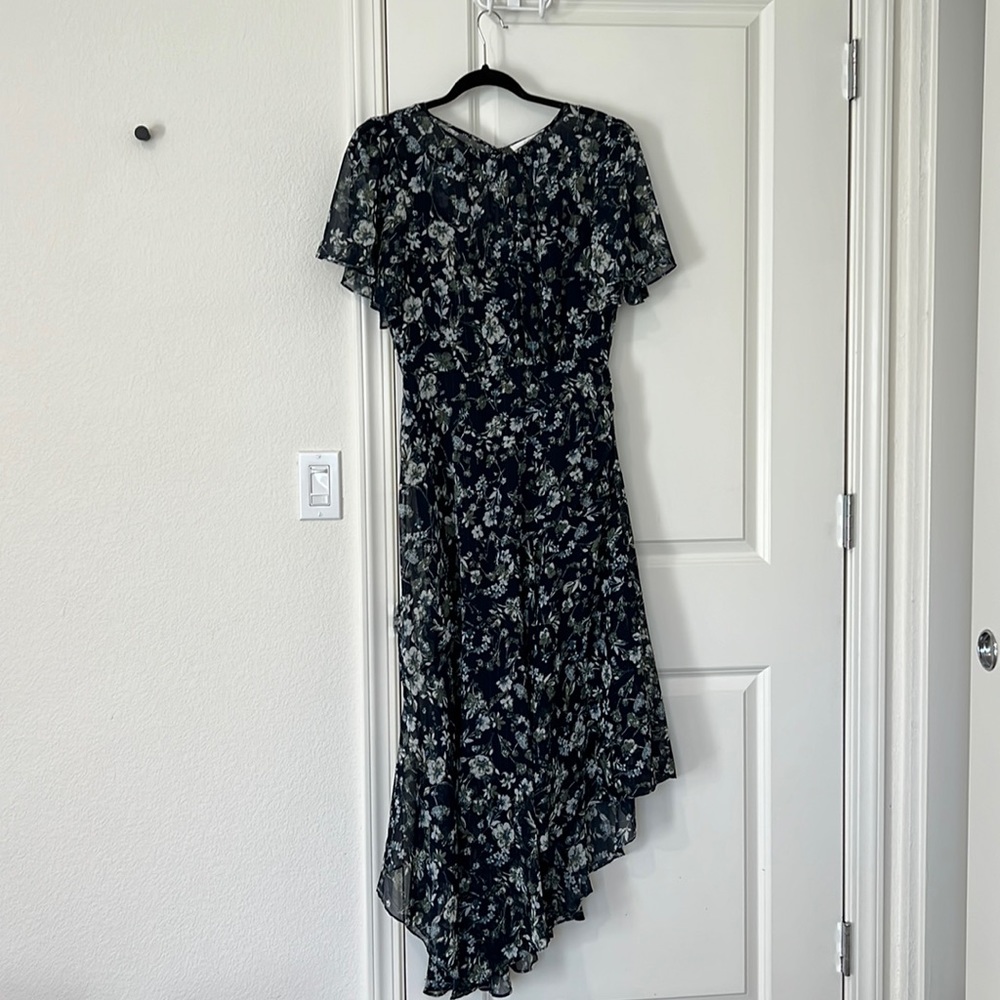 Astr Navy Blue Floral midi dress